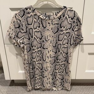Pam & Gela Black and Cream Snake Print Tee